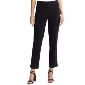Halogen Dress Pants Womens 2 Black Straight Leg Side Slit Flat‎ Front New